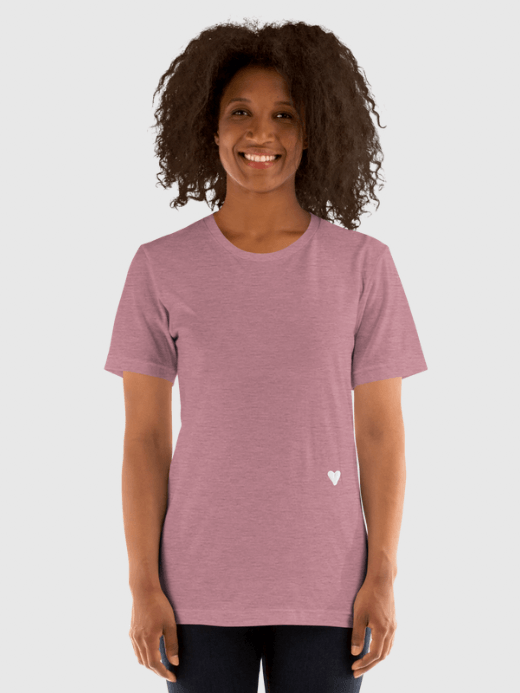 GenFlex Heart Crewneck T-Shirt washed    Women’s Men’s unisex anywear petite-, tall-, plus-, size short sleeves casual Top for Woman Man loose oversize relaxed solid color basic T-Shirts Genderful 100% combed and ring-spun cotton polyester Tee Womens Mens love graphic illustrated print Tops in Heather Orchid