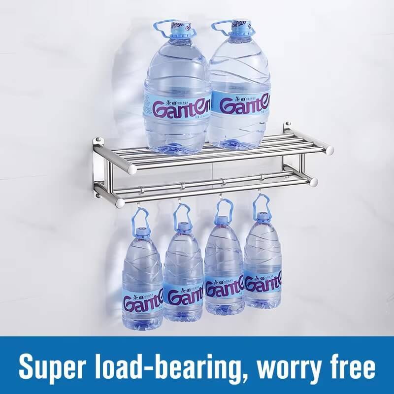 Bathroom Stainless Steel Polished Towel Shelf Toilet Paper Holder Soap Holder Towel Racks Toothbrush Robe Hook Bath Accessories in silver color 40cm 50cm