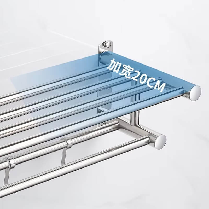 Bathroom Stainless Steel Polished Towel Shelf Toilet Paper Holder Soap Holder Towel Racks Toothbrush Robe Hook Bath Accessories in silver color 40cm 50cm
