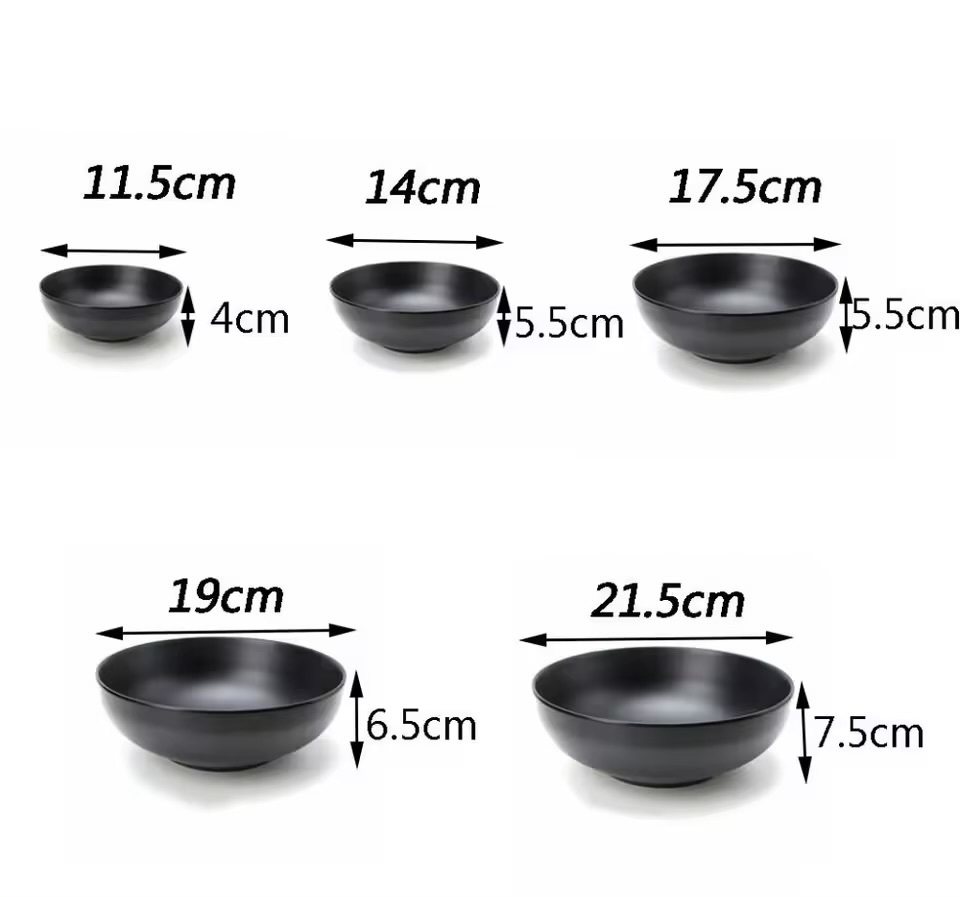 Melamine Imitation Porcelain Fruit Salad Dried Fruits Candy Pasta Ramen Bowl Restaurant Specialty dinnerware serveware bowls in black