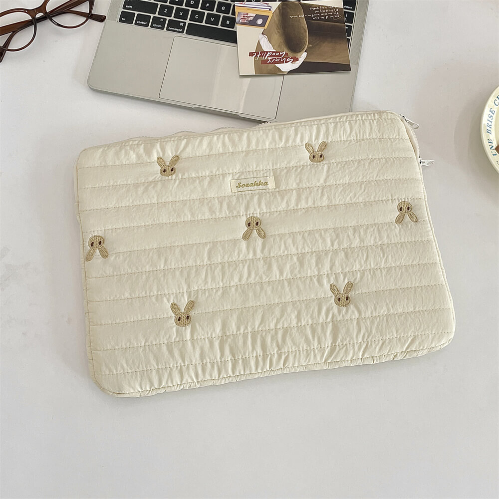 Cute Bow Graphic Laptop Bag iPad Tablet 11 13.3 14 15.6 Inch For Macbook Air 13 Pro Xiaomi Lenovo Dell Notebook Soft Sleeve Cases in beige-cream, black-cream