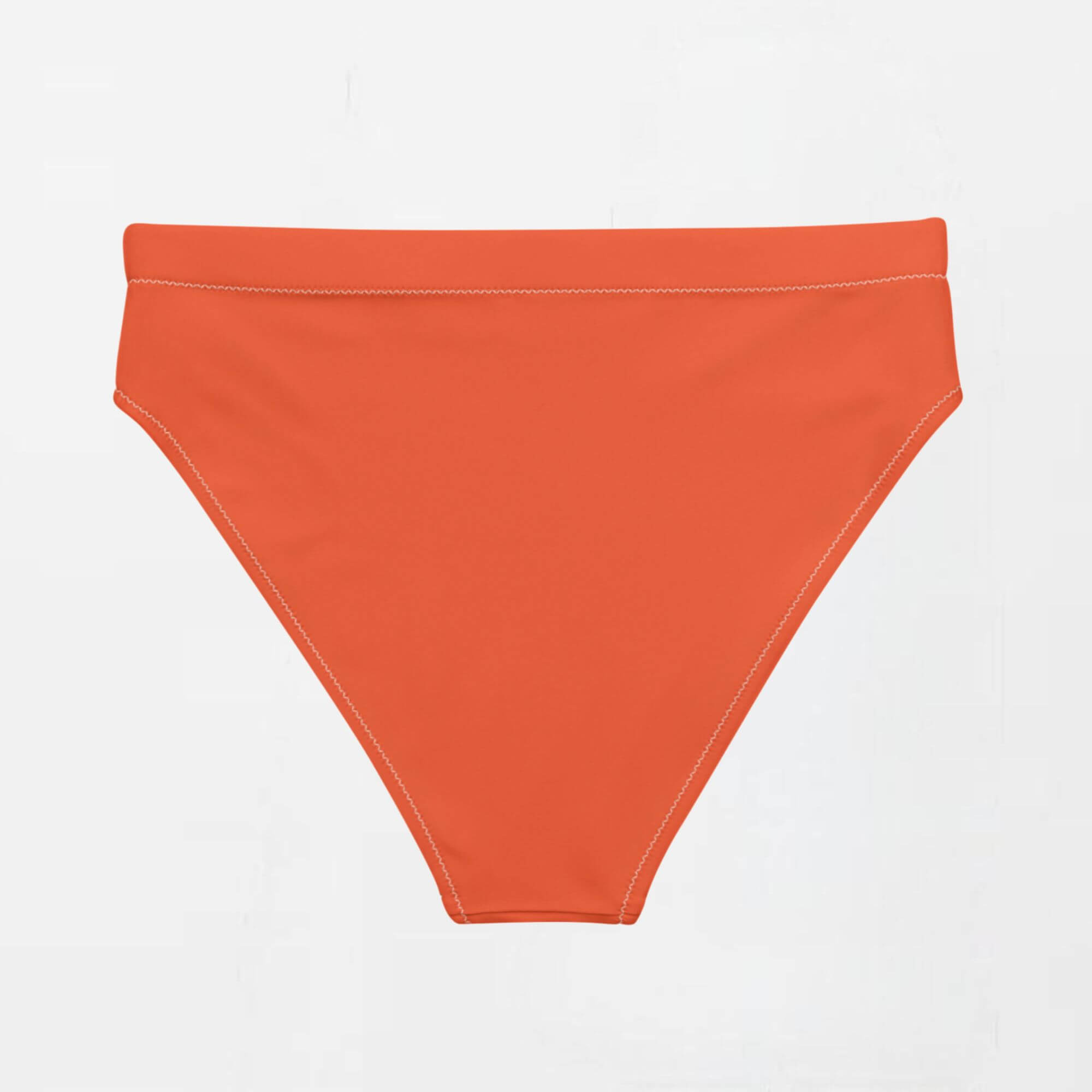 High Rise Eco Bikini Bottom orange   Women’s Petite-, Tall-, Plus-, Size Rib Floral Daisy High-rise Waist Swimsuit Sexy Large Panties Brief Separate Bikinis Bottoms for woman in outrageous orange with white yellow daisies flowers design Womens swimwear swimsuits
