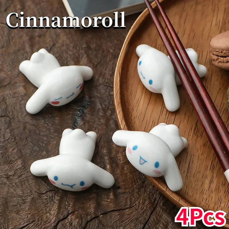 Hello Kitty Chopsticks Pillow Cinnamoroll ceramics Holder 4-Piece cute Home Decoration Chopsticks Forks Holder Chopsticks Holder Gifts set