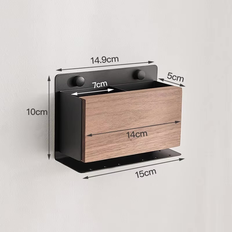 Walnut Bathroom Storage Rack    Wall-mounted or free-standing floor type wooden makeup brush boxes Toilet wash gargle comb sundries shelfs razor racks shelves waterproof organizers in brown with black metal drain base 