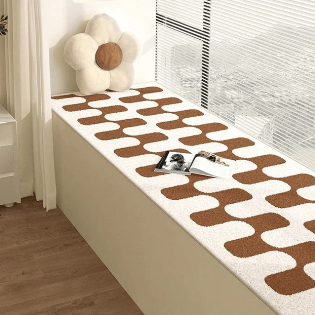 Retro Bay Window Mat brown   Thickened Carpet Bedroom Bedside Bed Rug Soft Carpets For Living Room Fluffy Anti-slip Mats in Coffee-brown