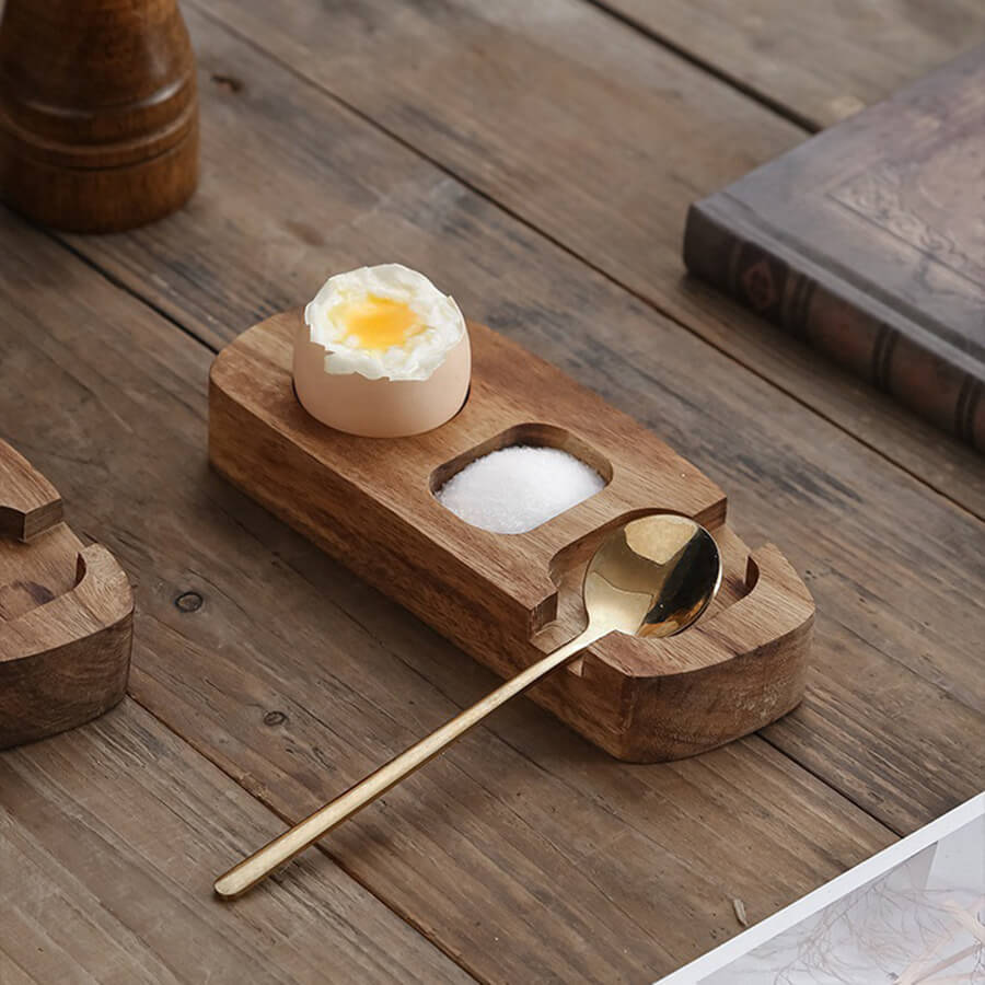 Acacia Wood Egg Tray Cup Holder Eggshell Punch Cup Eggs Holders wooden Kitchen breakfast serveware Accessories