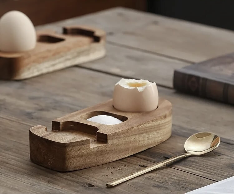 Acacia Wood Egg Tray Cup Holder Eggshell Punch Cup Eggs Holders wooden Kitchen breakfast serveware Accessories