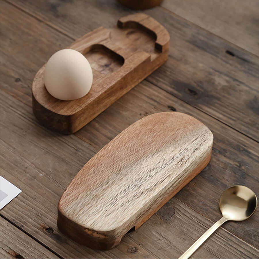 Acacia Wood Egg Tray Cup Holder Eggshell Punch Cup Eggs Holders wooden Kitchen breakfast serveware Accessories
