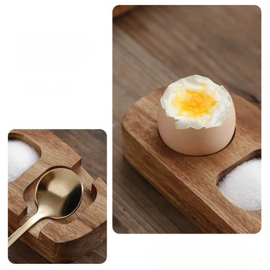 Acacia Wood Egg Tray Cup Holder Eggshell Punch Cup Eggs Holders wooden Kitchen breakfast serveware Accessories