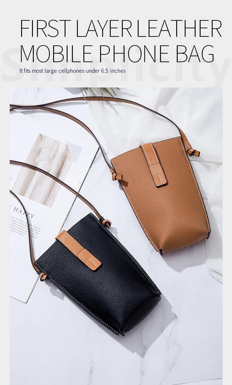 Women's woman womens Mini genuine leather crossbody messenger bag Brand design fashion Female multi-functional phone shoulder bags in Black, Blue, Gray grey tan, Yellowish brown