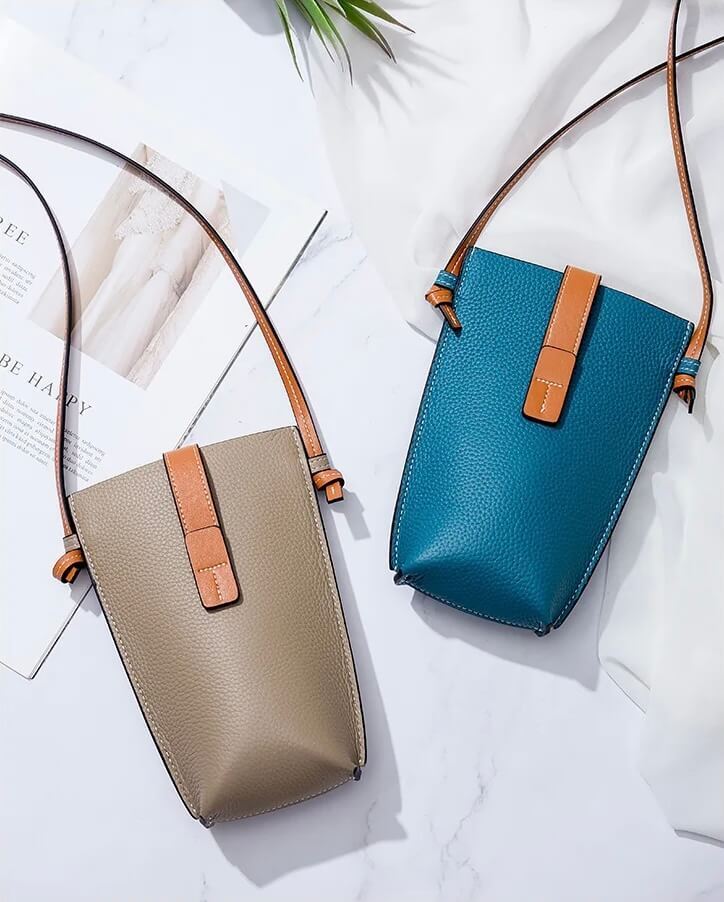 Women's woman womens Mini genuine leather crossbody messenger bag Brand design fashion Female multi-functional phone shoulder bags in Black, Blue, Gray grey tan, Yellowish brown