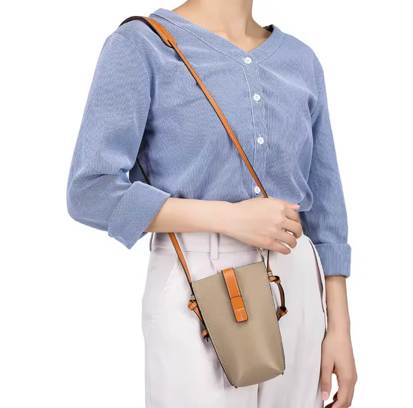 Women's woman womens Mini genuine leather crossbody messenger bag Brand design fashion Female multi-functional phone shoulder bags in Black, Blue, Gray grey tan, Yellowish brown