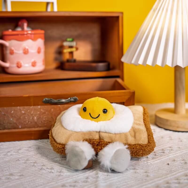 10cm Cute Toast Plush Toy Breakfast Egg on toast Plush Soft Stuffed doll Creative Simulation Eggs Doll Valentine Day Gift Kids Gift Home Decor dolls in multi color