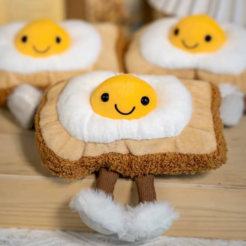 10cm Cute Toast Plush Toy Breakfast Egg on toast Plush Soft Stuffed doll Creative Simulation Eggs Doll Valentine Day Gift Kids Gift Home Decor dolls in multi color