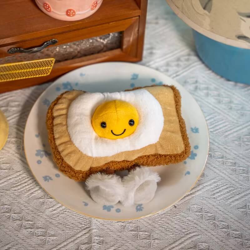 10cm Cute Toast Plush Toy Breakfast Egg on toast Plush Soft Stuffed doll Creative Simulation Eggs Doll Valentine Day Gift Kids Gift Home Decor dolls in multi color