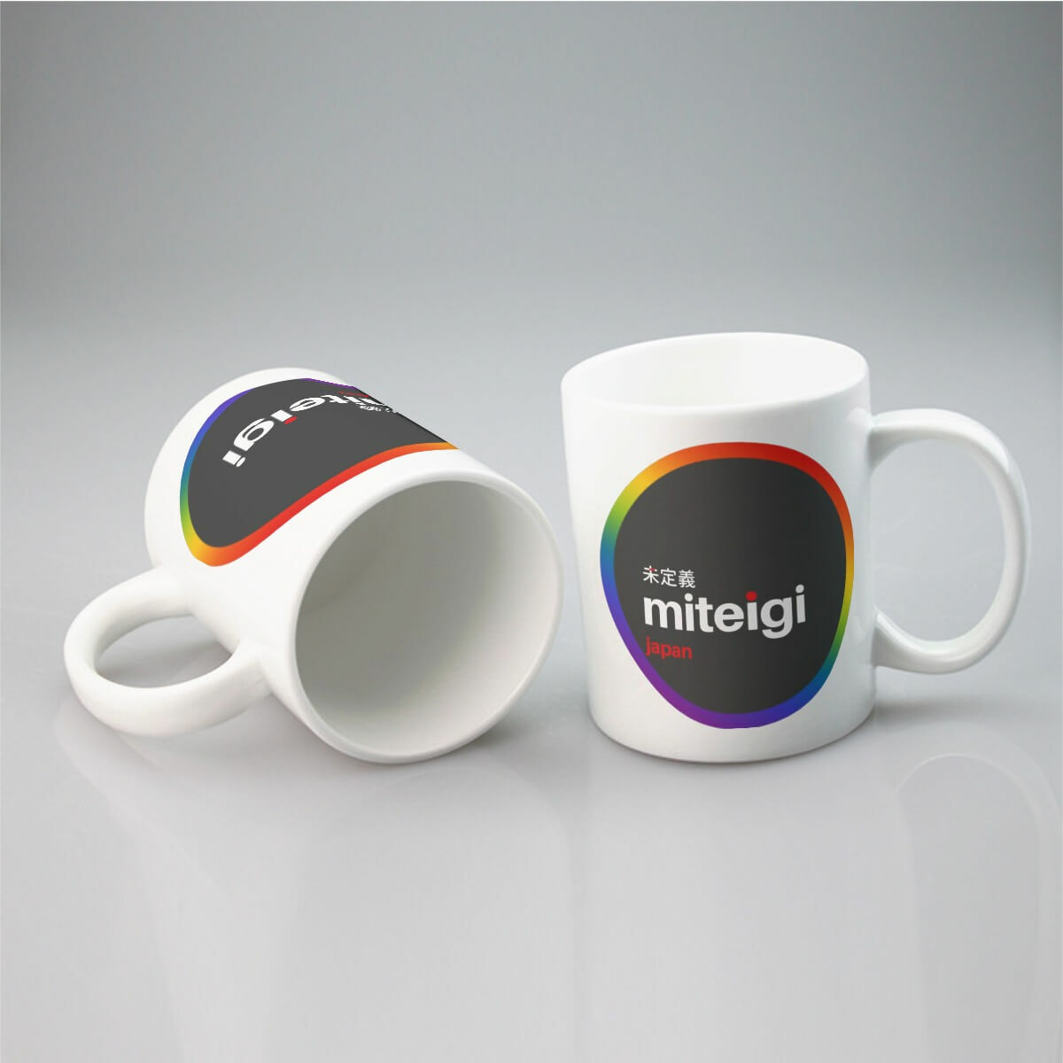 miteigi Pride Mug 11oz     Rainbow drinks cup coffee, tea, juice, milk drinking cups miteigi-Logo branded product item tumblers ceramics in white with multicolor pattern mugs