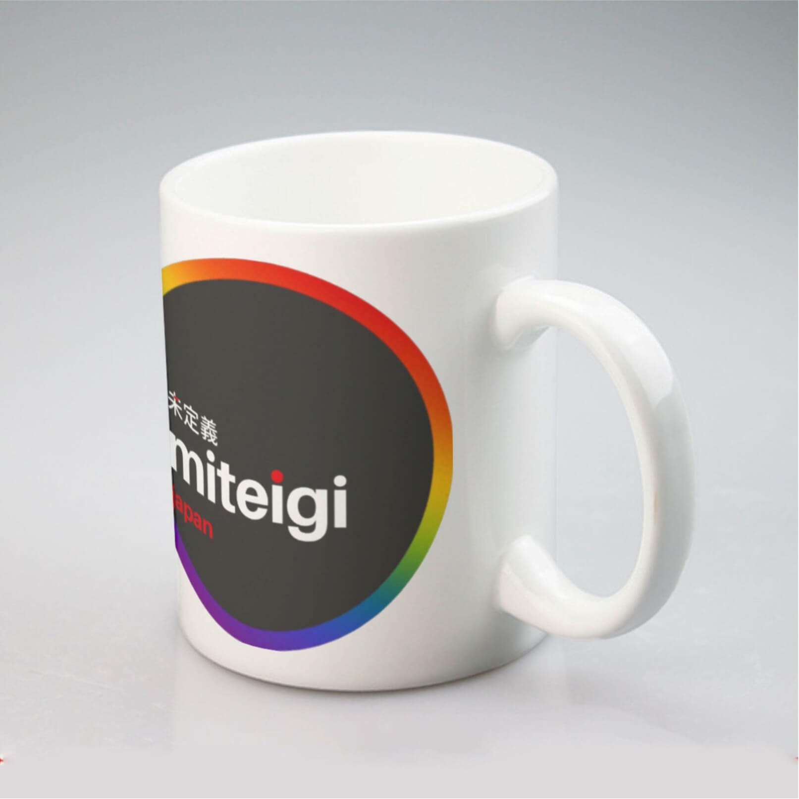 miteigi Pride Mug 11oz     Rainbow drinks cup coffee, tea, juice, milk drinking cups miteigi-Logo branded product item tumblers ceramics in white with multicolor pattern mugs