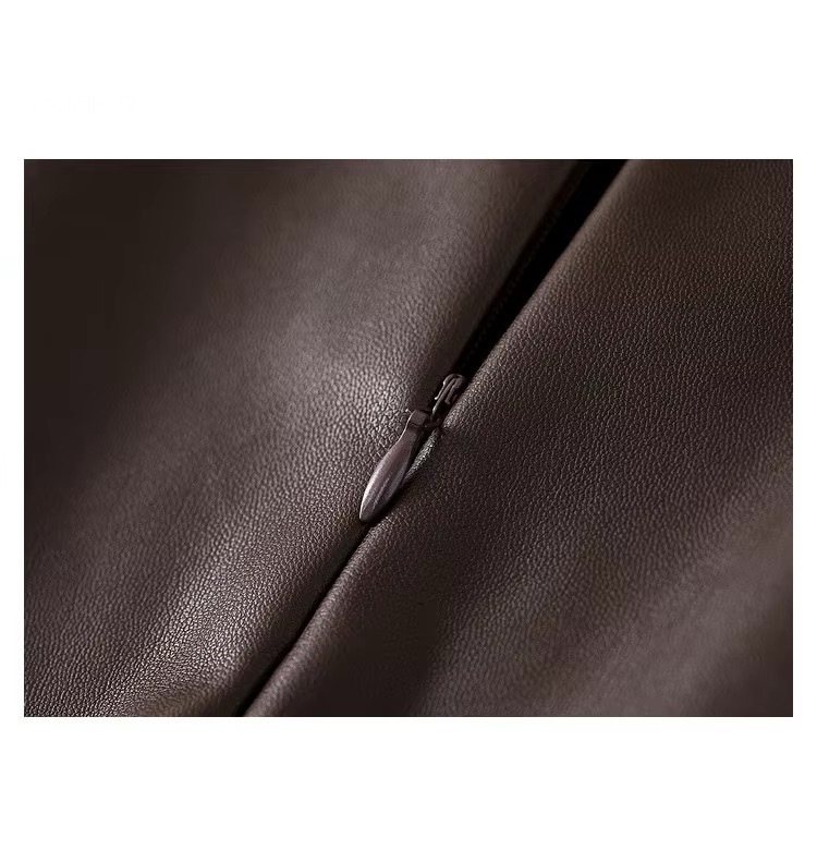 PU Vegan Leather Skirt coffee  Women’s luxury fall autumn Elegant high rise waist slit slim straight fit Lady temperament midi skirts for woman in brown Womens faux cowhide fashion 133Q50358