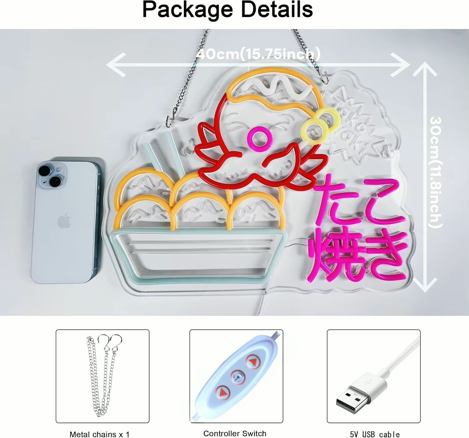 Takoyaki Neon Sign Dimmable Neon Lights for Japanese Street Food Shop Restaurant Office Home Decor Aesthetics Draw Celebratory Gifts Lighting in multi color