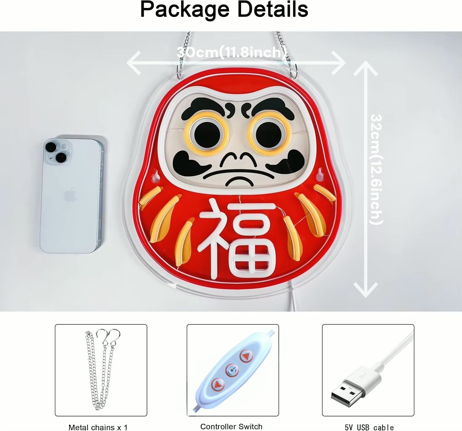 Daruma LED Neon Sign - USB Powered Wall Decor for Izakaya,  Dimmable Neon Lights for Japanese Street Food Drink Shop Restaurant Office Home Decor Aesthetics Draw Celebratory Gifts Lighting in multi color