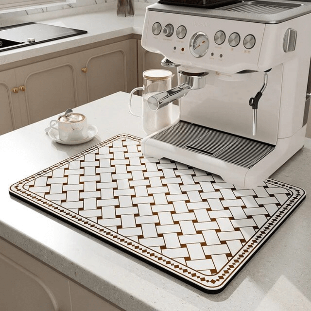 Absorbent Drainer Mat burgundy     Napa Skin Drain Pad  Wicker design Rubber Dish Drying Super Mats Tableware Bottle Rugs Kitchen Dinnerware Placemat Decor Pads in white