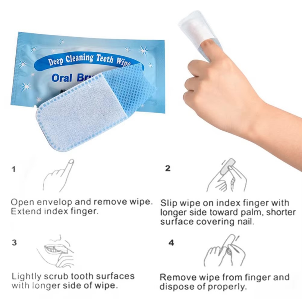Disposable Finger Brush Wipes 10-Piece    10 Pcs Pack Medical Gauze Oral Cleaning Wipes Detergent Teeth Dental Toothbrushes bathroom travel vacation getaway holiday accessories