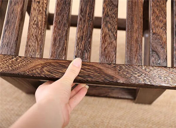 Japanese Antique Wooden Stool Bench Paulownia Wood Asian Traditional Furniture Living Room Portable Small Wood Low Stools Design in natural dark brown wood color