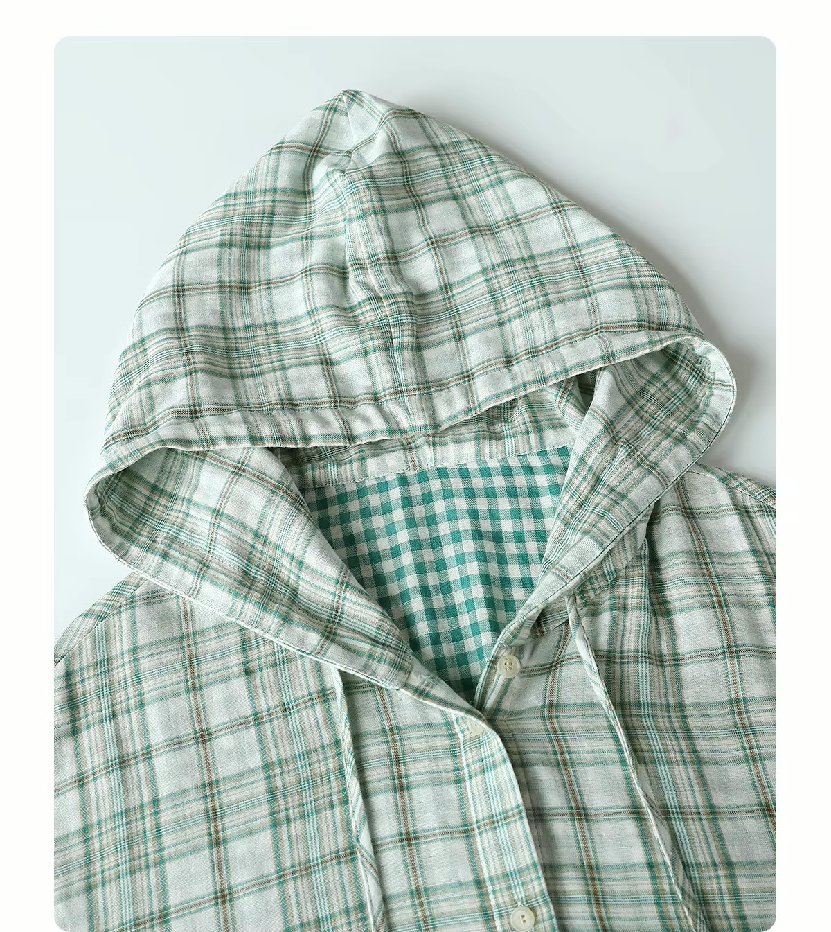 Women’s woman womens petite-, tall-, plus-, size Casual Fall Autumn Winter loose classic Vintage style Long Sleeves v-neck hooded button close Female plaid field Cotton Hood Shirt Jacket trimmed evening Jackets coats in checkered green multi pattern