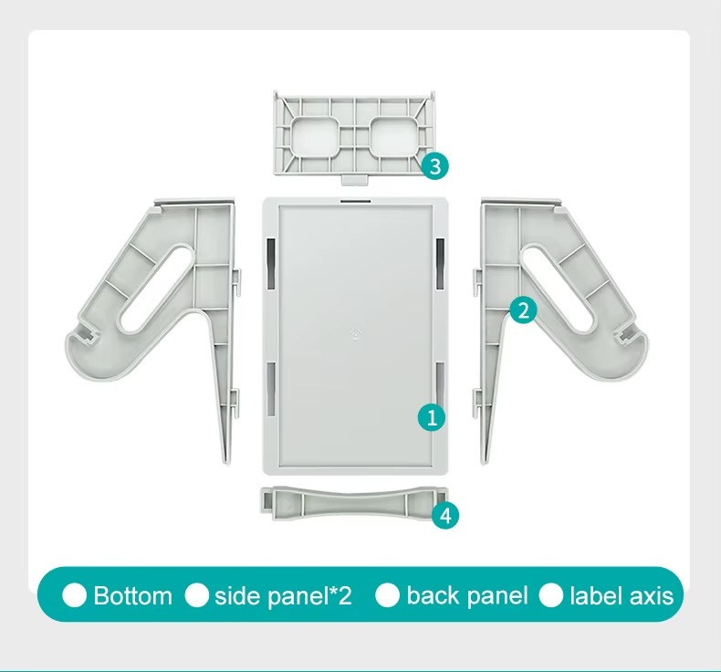 Office home Label Holder for 4x6 Shipping Labels Printer Rolls and Fanfold Labels 2 in 1 Work for Desktop Thermal Label Stickers holders in light Gray grey
