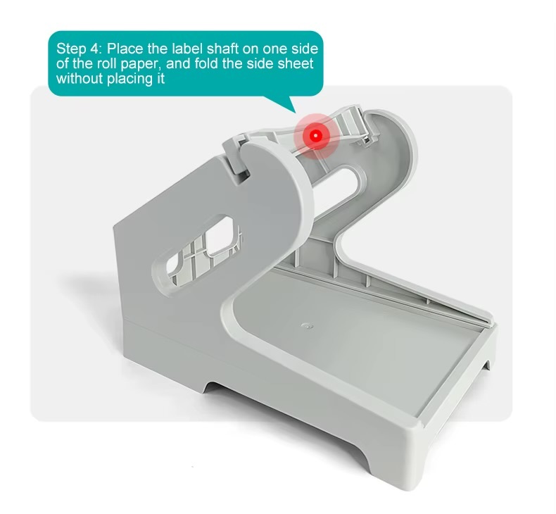 Office home Label Holder for 4x6 Shipping Labels Printer Rolls and Fanfold Labels 2 in 1 Work for Desktop Thermal Label Stickers holders in light Gray grey