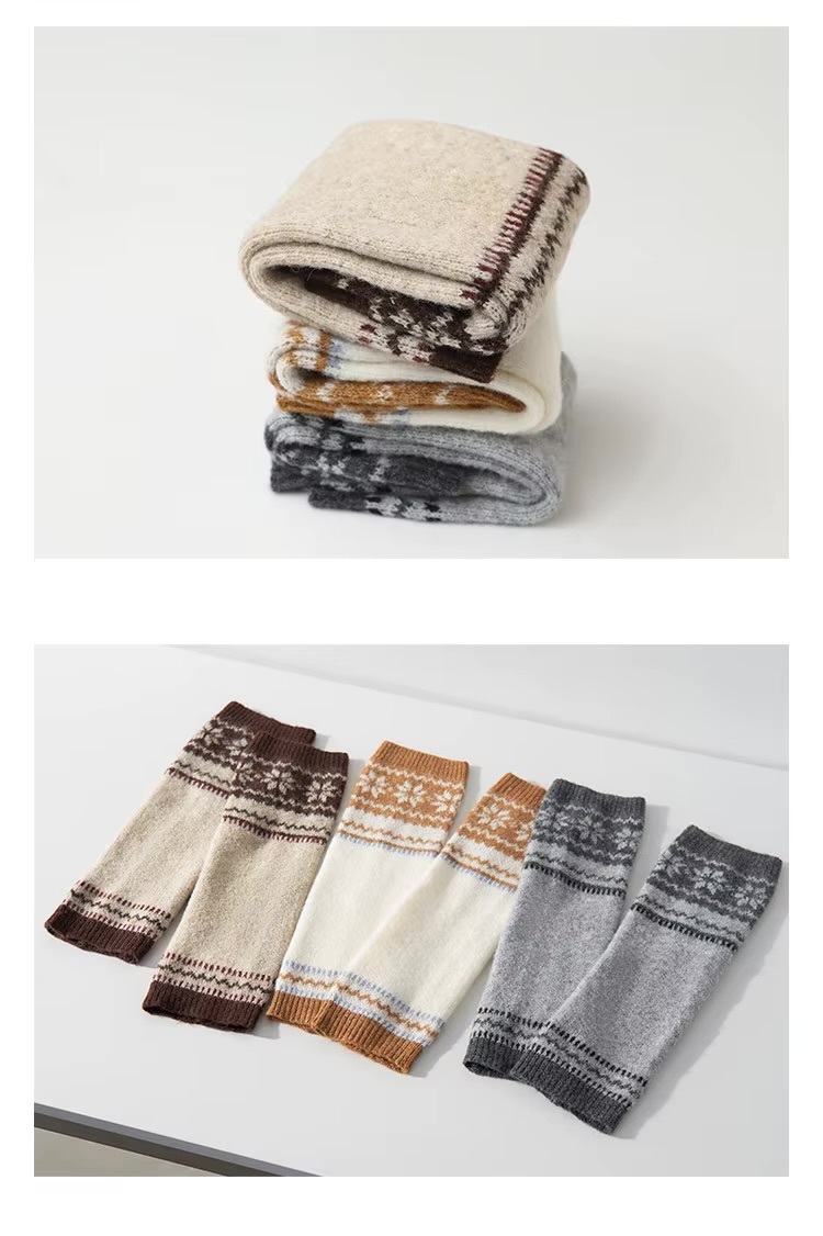Women’s woman womens petite-, tall-, plus-, size grunge y2k Casual Fall Autumn Winter knee-Length Jacquard Knitted Long Sock Cover Girls Retro Stacked Leg Cover leg warmers in brown, orange, Gray grey with multi colored patterned accent