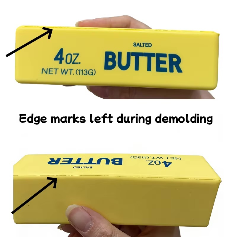 Anti-stress Sensory stress relief Squeezing Toy Realistic Butter Sticks Decompression Fidget Toys in yellow cream color with blue accent