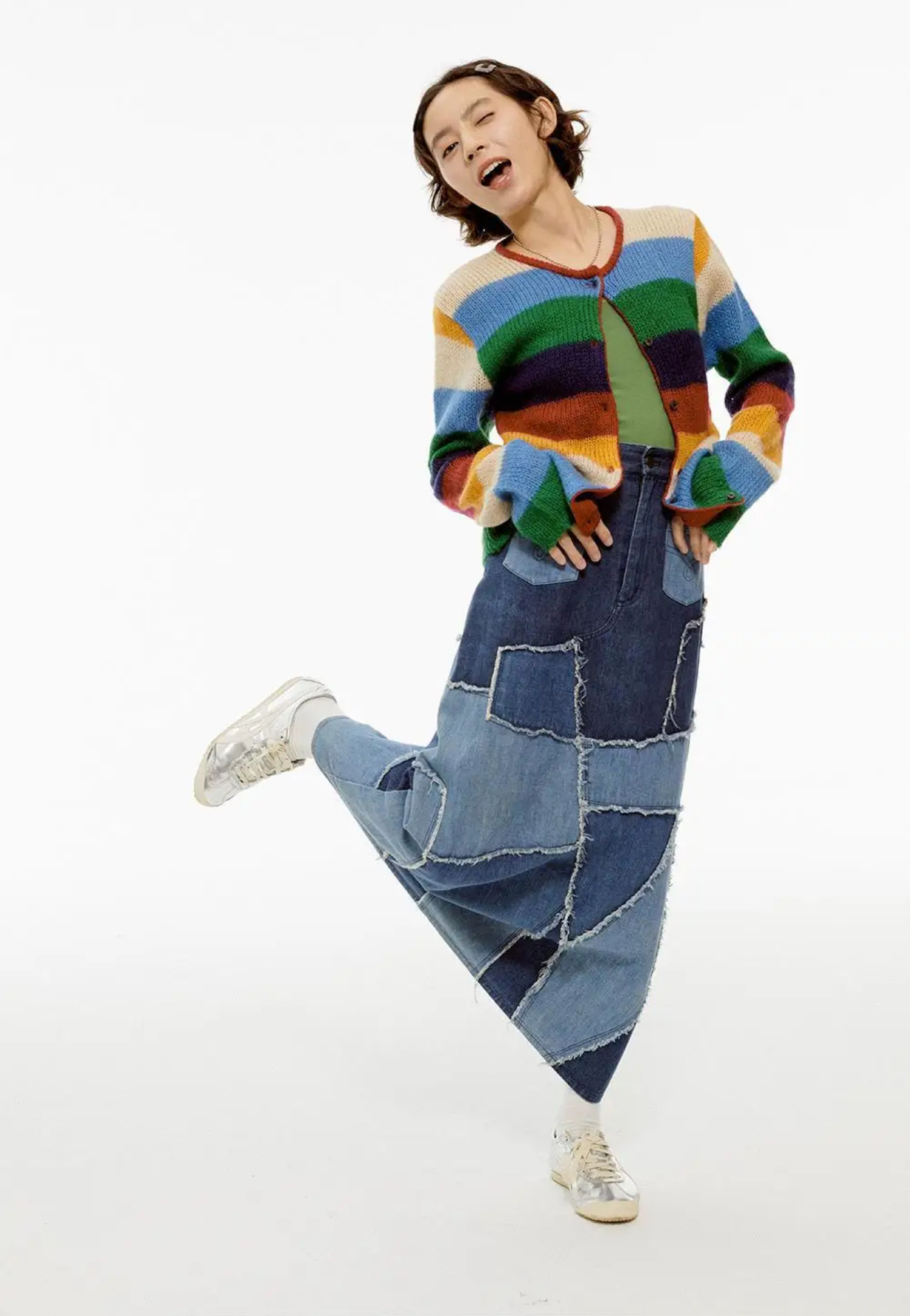 Classic Cardigan  Genderful Women’s Vintage Hip Hop Grunge Rainbow Cardigans Leisure Slim Crop Basic Round O-neck Lovely Students Harajuku Y2k Chic single breasted womens plus size Streetwear Spring Colorful multicolor striped Sweaters for Woman 