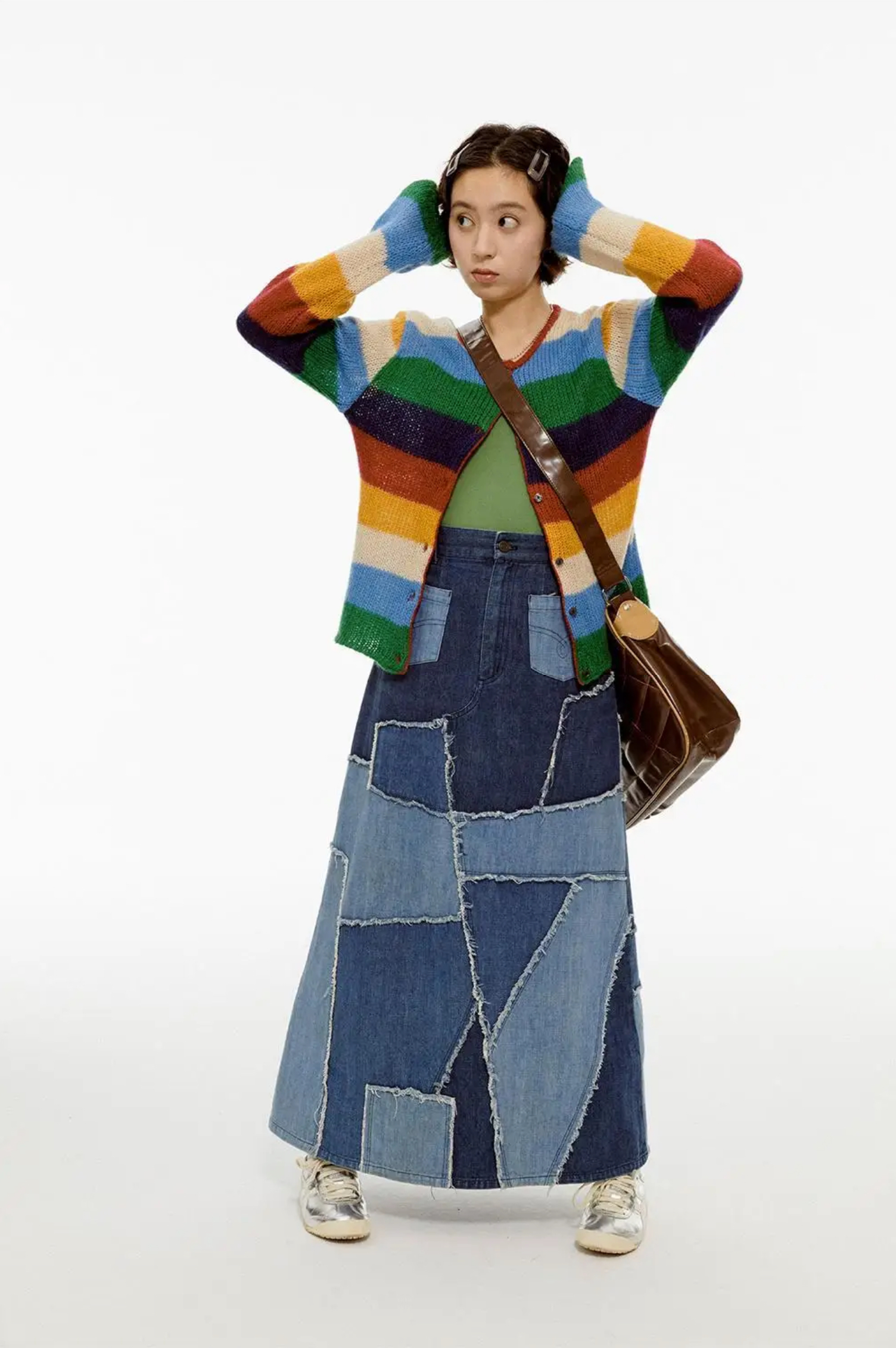 Classic Cardigan  Genderful Women’s Vintage Hip Hop Grunge Rainbow Cardigans Leisure Slim Crop Basic Round O-neck Lovely Students Harajuku Y2k Chic single breasted womens plus size Streetwear Spring Colorful multicolor striped Sweaters for Woman 