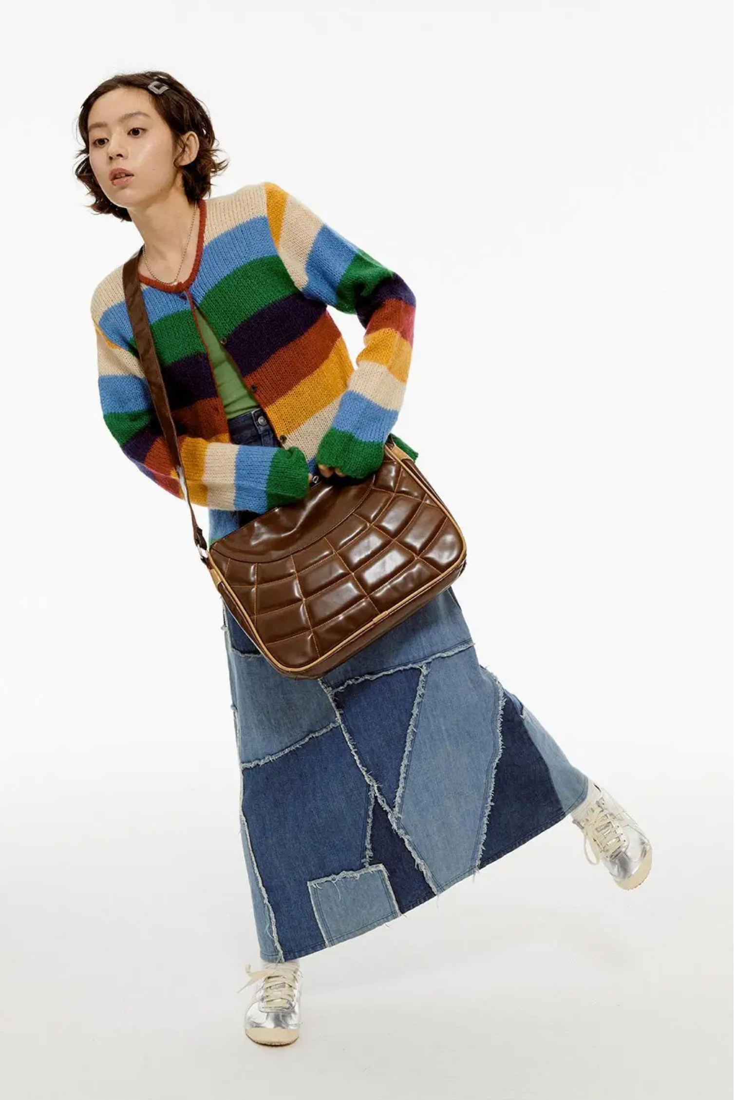 Classic Cardigan  Genderful Women’s Vintage Hip Hop Grunge Rainbow Cardigans Leisure Slim Crop Basic Round O-neck Lovely Students Harajuku Y2k Chic single breasted womens plus size Streetwear Spring Colorful multicolor striped Sweaters for Woman 