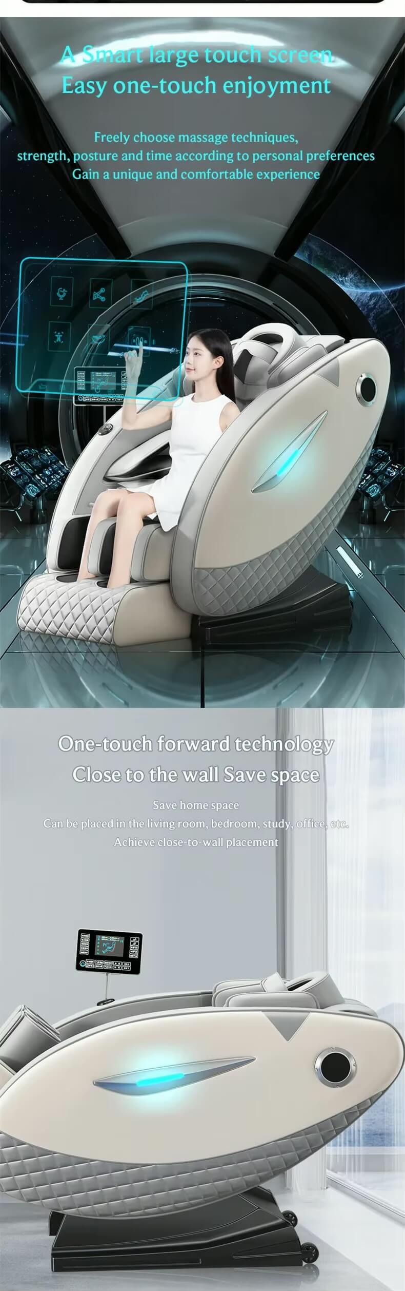 Beauty and skincare 4D Full Body Relaxation Massage Chair Zero Gravity SL-Track Shiatsu Recliner with Bluetooth Speaker AI Control relaxation wellbeing in Gray grey