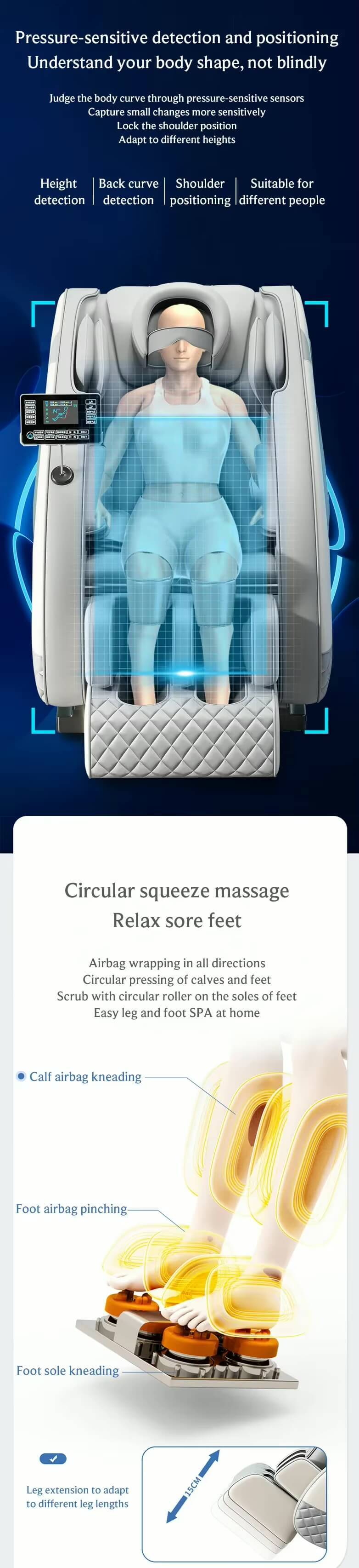 Beauty and skincare 4D Full Body Relaxation Massage Chair Zero Gravity SL-Track Shiatsu Recliner with Bluetooth Speaker AI Control relaxation wellbeing in Gray grey