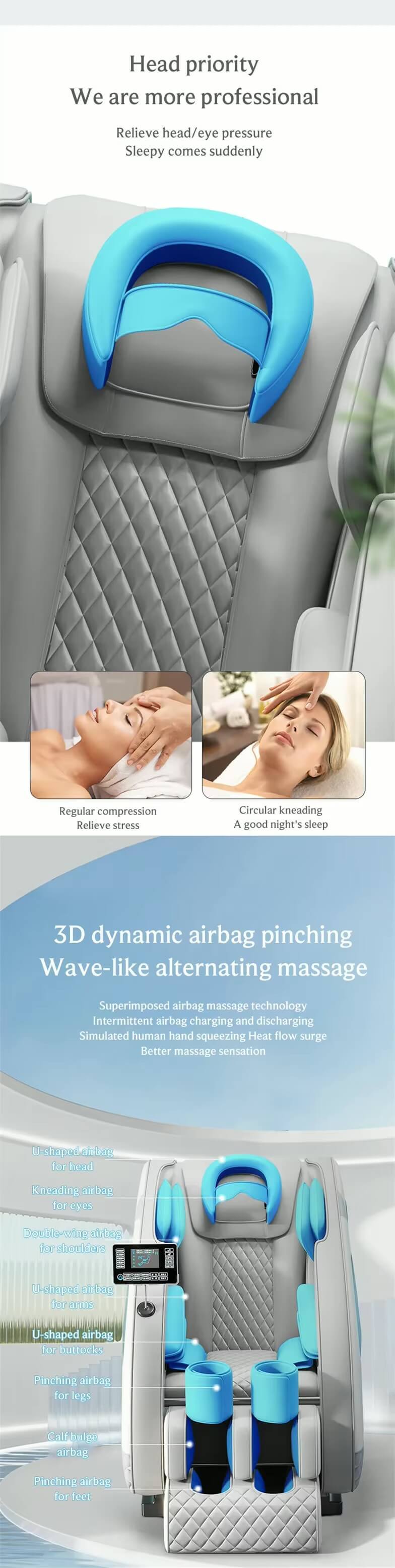 Beauty and skincare 4D Full Body Relaxation Massage Chair Zero Gravity SL-Track Shiatsu Recliner with Bluetooth Speaker AI Control relaxation wellbeing in Gray grey