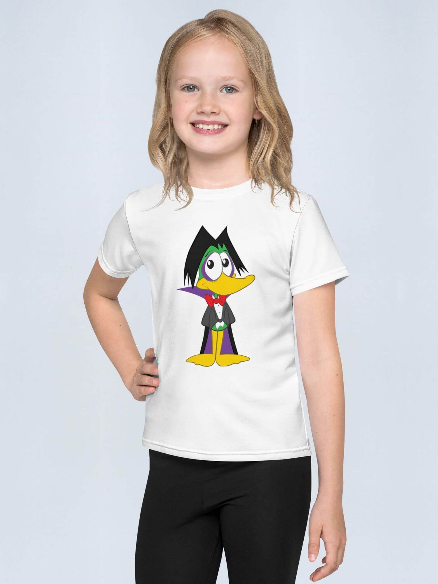 Kids Relaxed Crewneck T-Shirt    Unisex Boys Girls Graphic Summer Short Sleeve Tops Round O-Neck Tees Casual Count Duckula Anime character Streetwear School children’s T-Shirts Clothes 2T, 3T, 4T, 5T, 6, 6X, 7 Years In white with multicolor design