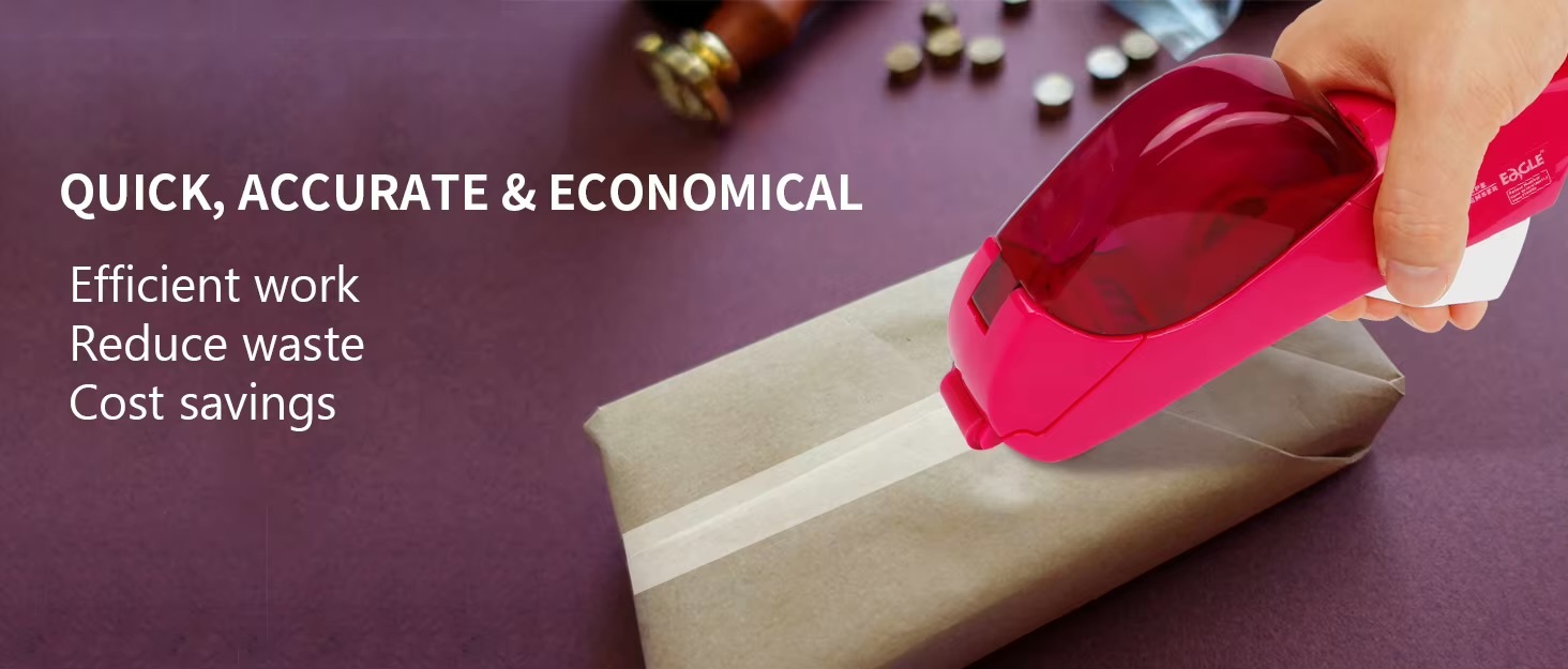 Office Home Eagle Automatic semi-transparent translucent Tape Dispenser, No Battery Required, With 2 Rolls Free Tape，Suitable for Handwork, Family Gift Packaging in wine red color