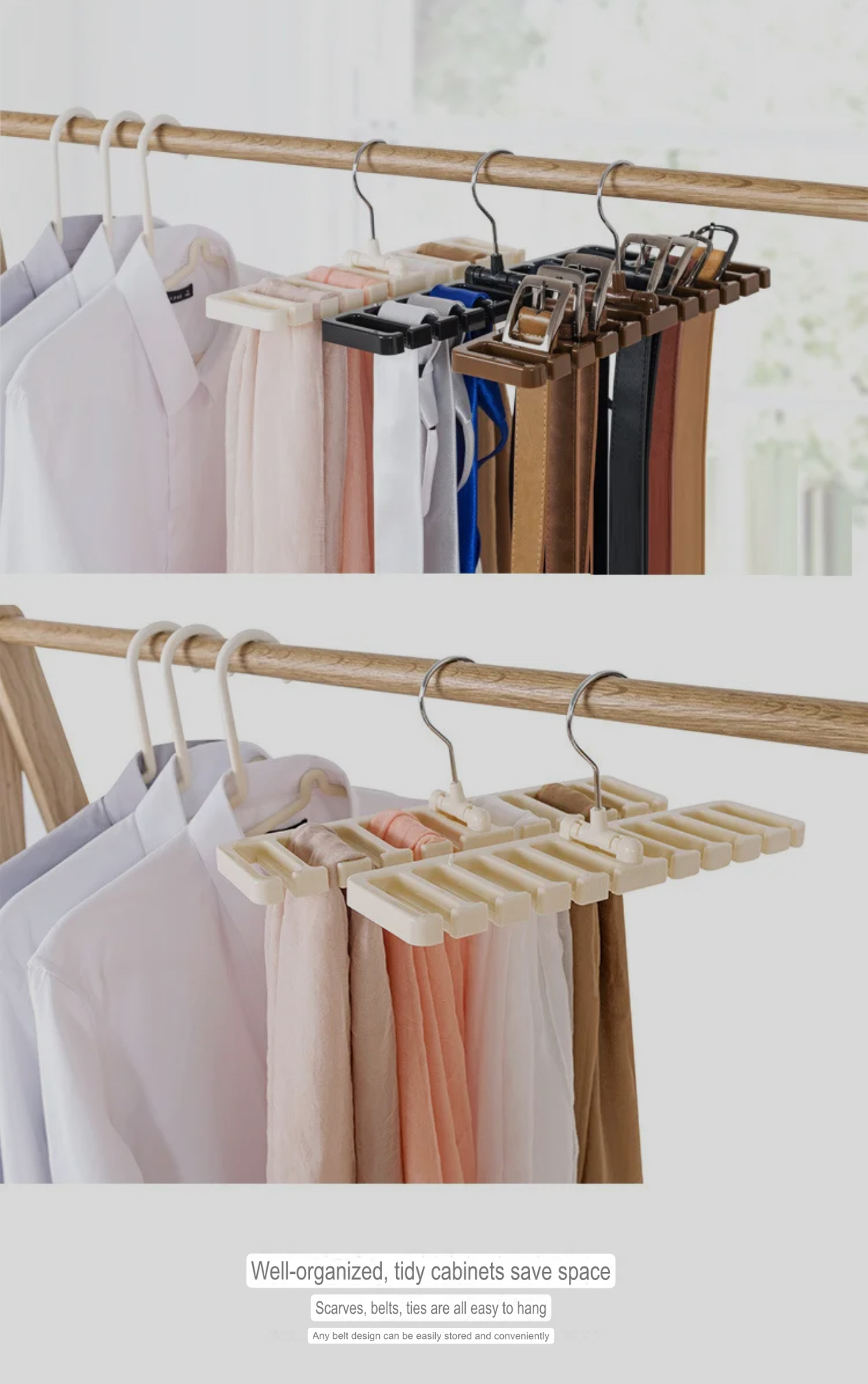 Tie Belt Hanger Wardrobe Closet Belts Scarf Hanging Organizer Rotating 10 Card Slots Storage Holder Rack Hook hangers Bedroom Home Items