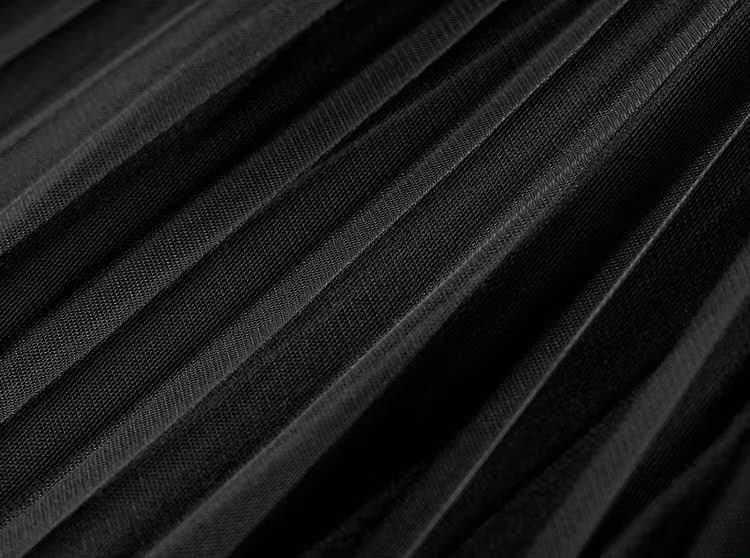 High-Rise Pleated Skirt     Women’s Fall Autumn Winter A-line high rise waist long skirts for woman Patchwork layered mesh plus size womens fashion in black #W44Q56969