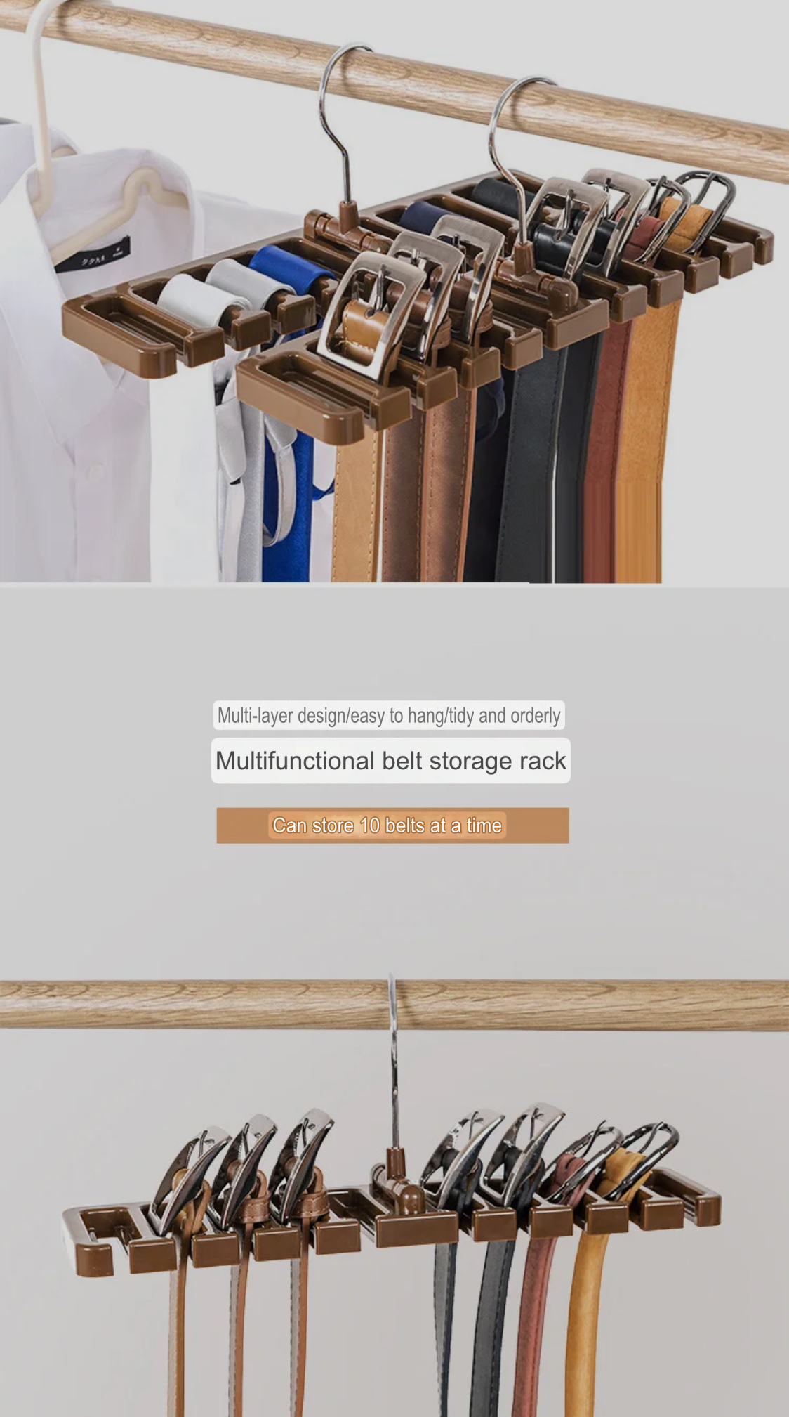 Tie Belt Hanger Wardrobe Closet Belts Scarf Hanging Organizer Rotating 10 Card Slots Storage Holder Rack Hook hangers Bedroom Home Items