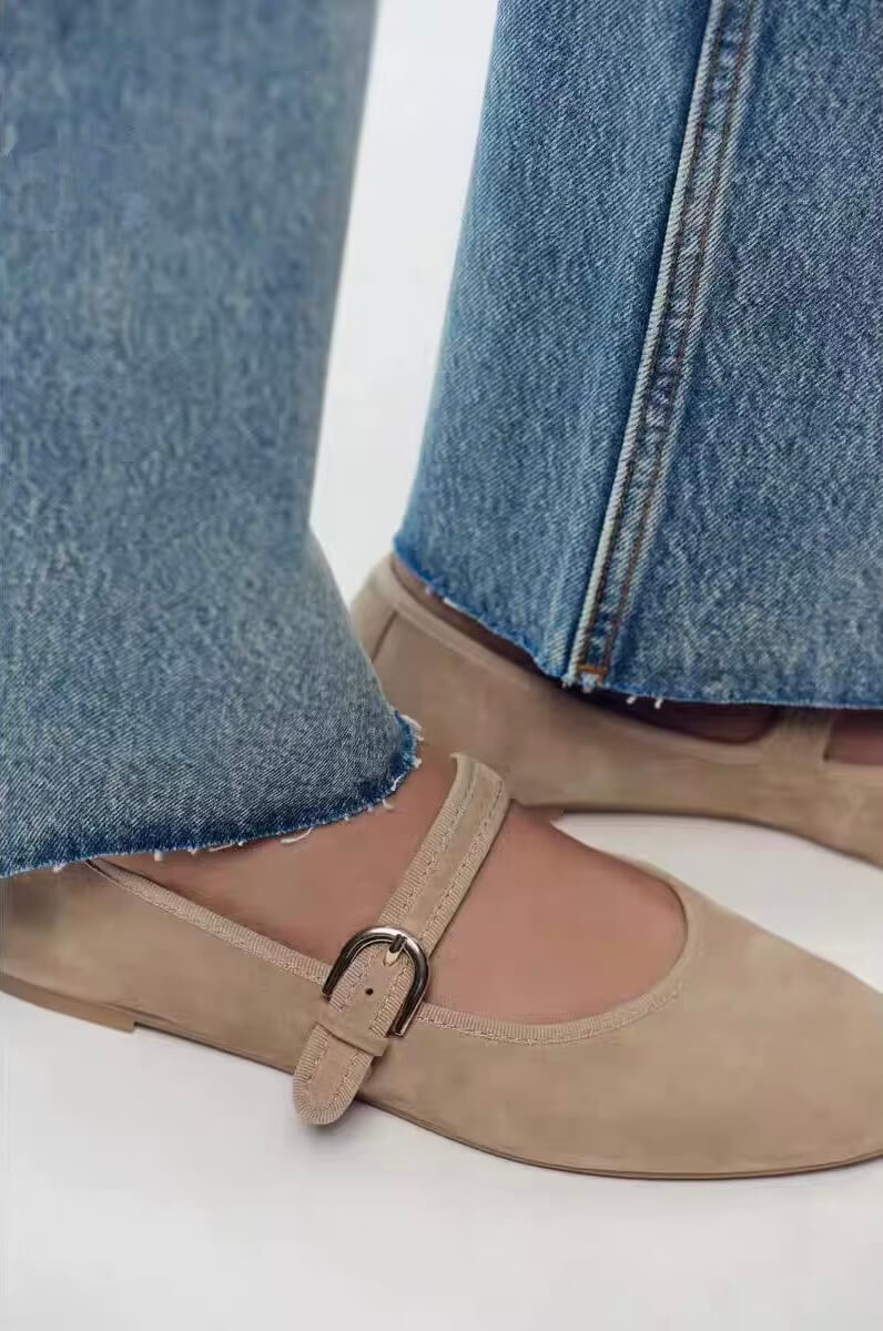 Women's woman womens Spring round Toe Flat Bottom Mule Versatile Casual Low Cut fashionable Comfortable Slip-On flats shoes in beige