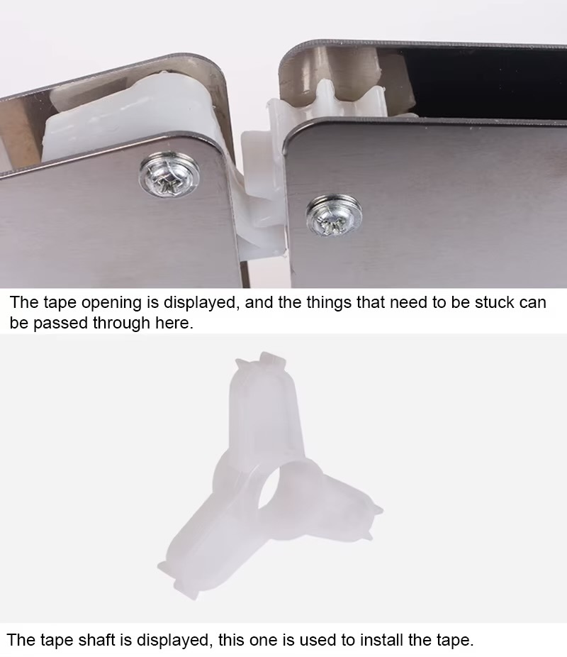 Office Home Bag Sealing For Supermarket, Stainless Steel Tape Bag Sealer For Vegetable Fruit Shop Tape Dispenser Holder Family Gift Packaging in white color