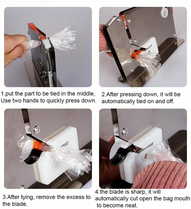 Office Home Bag Sealing For Supermarket, Stainless Steel Tape Bag Sealer For Vegetable Fruit Shop Tape Dispenser Holder Family Gift Packaging in white color