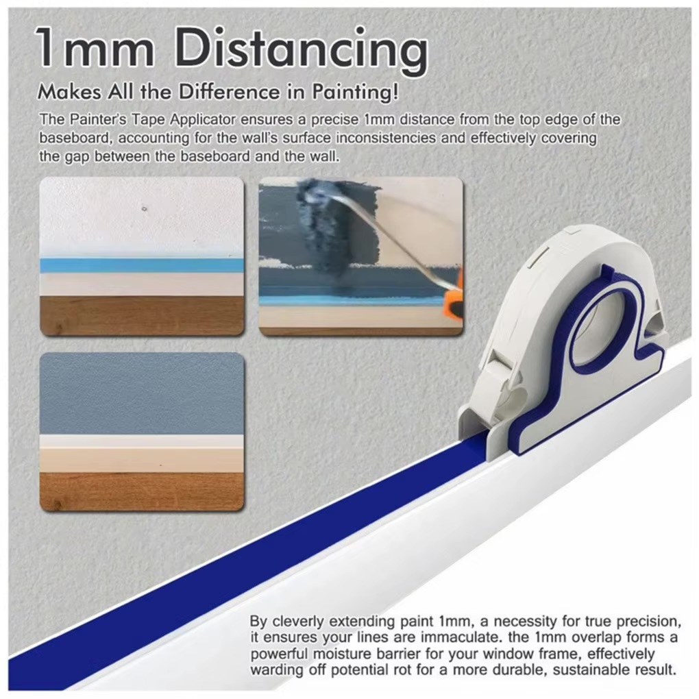 Office Home Portable Paint Decorating Painter Tape Applicator for Painting Window Door Walls Painters Tapes Applicator for Frame Masking Tape Applicator Dispensers Holders Family Gift Packaging in white color