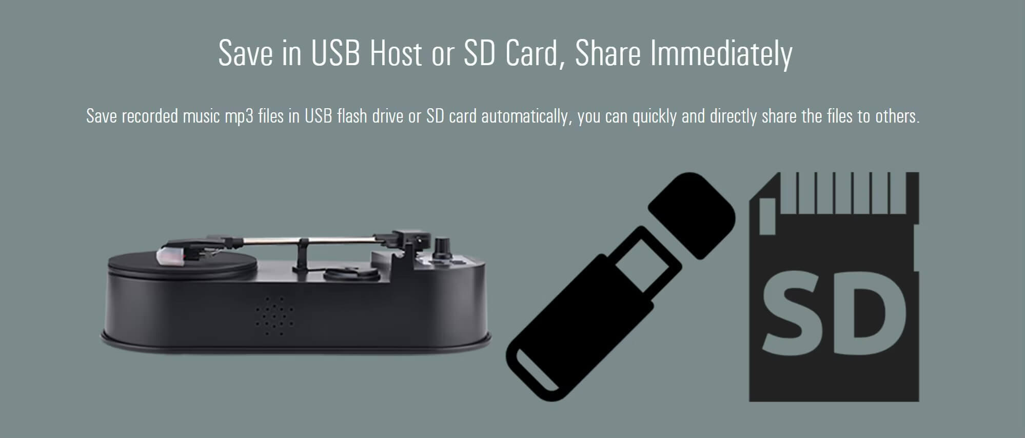 Portable Phonograph Record Player 33/45RPM Turntable Players Converter Save Vinyl Music Records to MP3 TF Card/USB Built in Speaker No Need PC in black