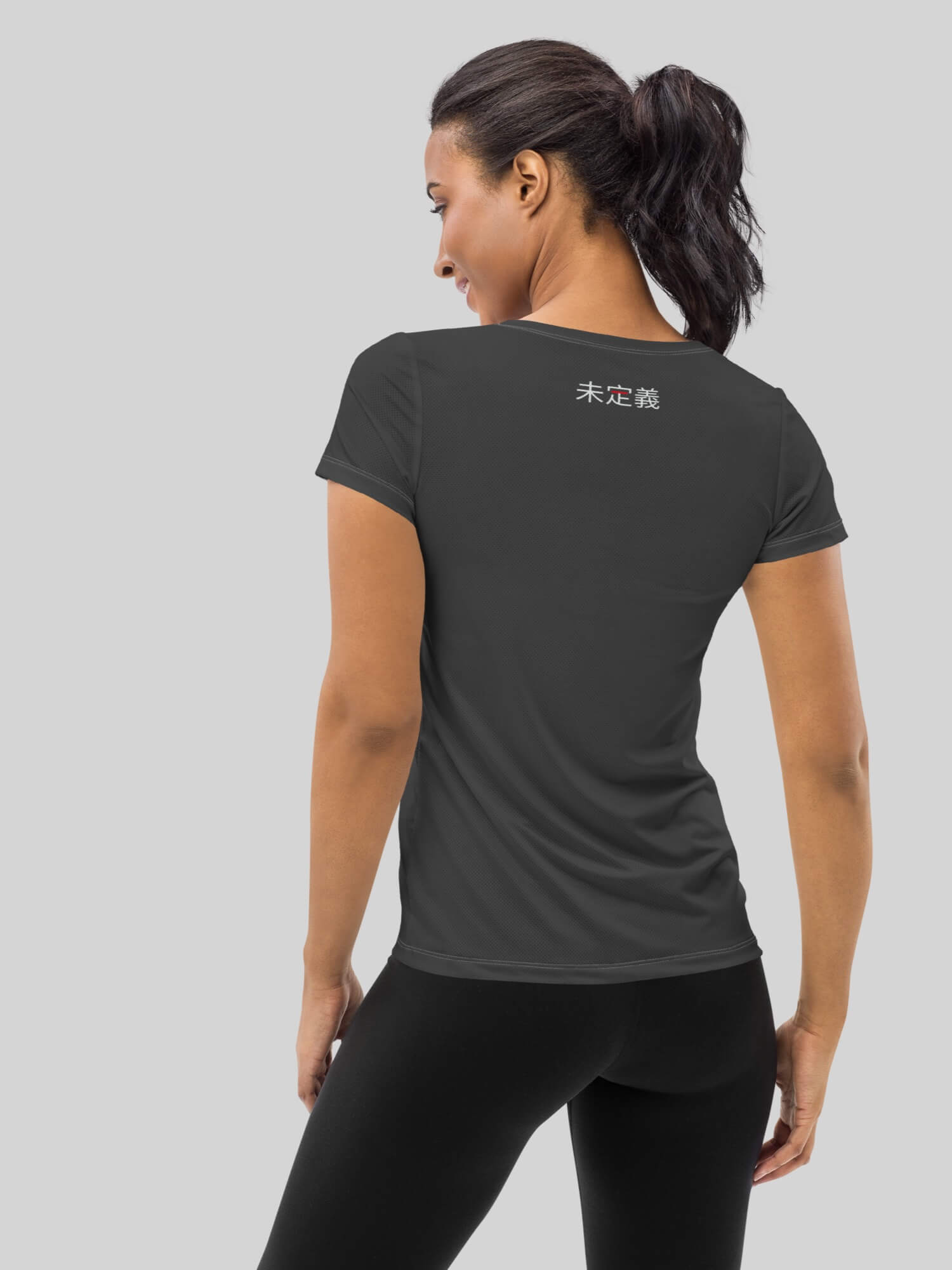 Illustrated Athletic T-Shirt   Women’s scoop neck short sleeves graphic T-shirts for woman in black with photo image design tops Womens round o-neck sportswear fitness activewear Tees