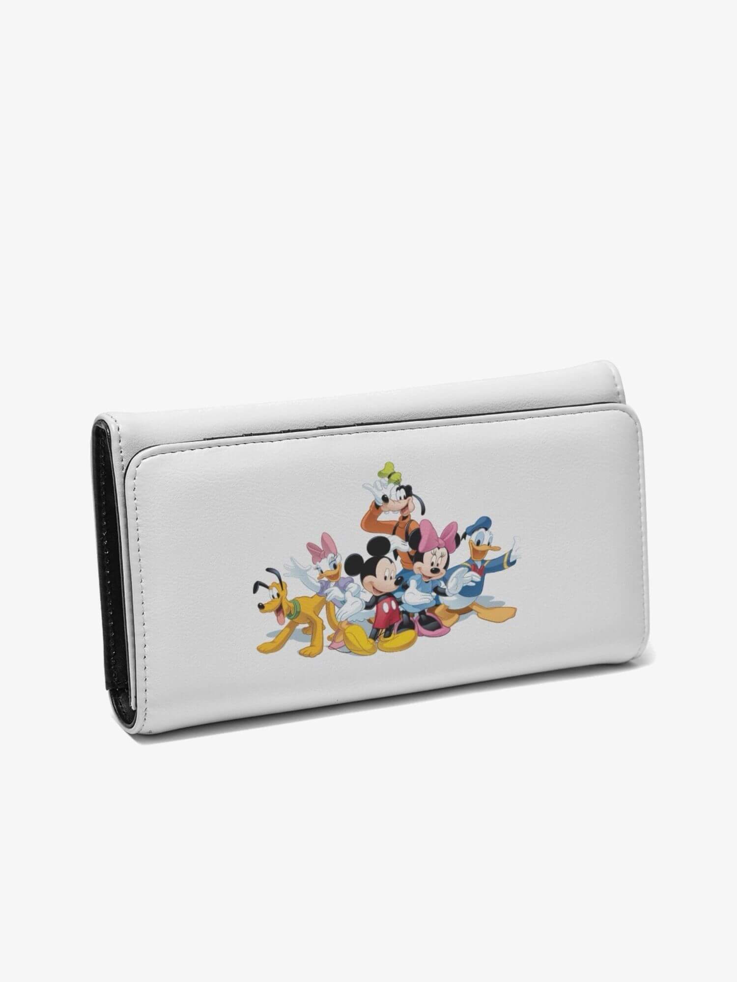 Foldable Wallet  Disney characters  print with mirrored multi-card slots compartments snap-lock closure PU vegan faux leather fabric  Wallets with Mickey Mouse, Minnie Mouse, Pluto, Goofy, Donald Duck, Daisy Duck